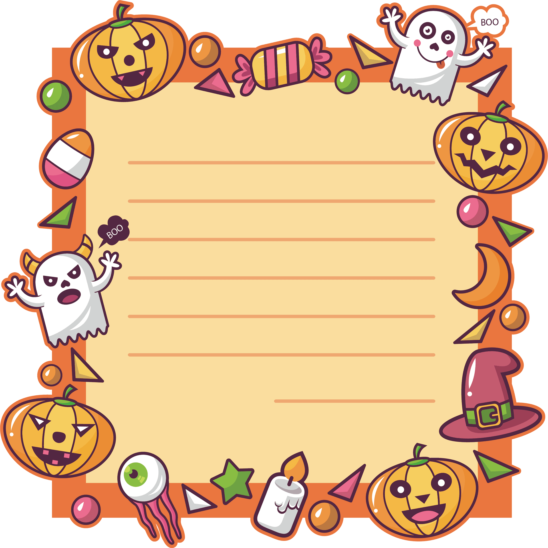 Halloween Themed Stationery Border PNG