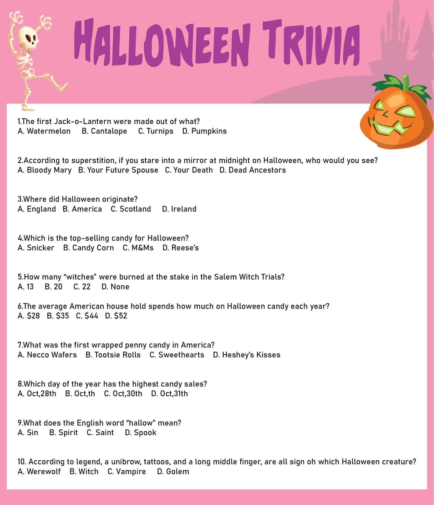 Test your Halloween knowledge with this fun Trivia game Wallpaper