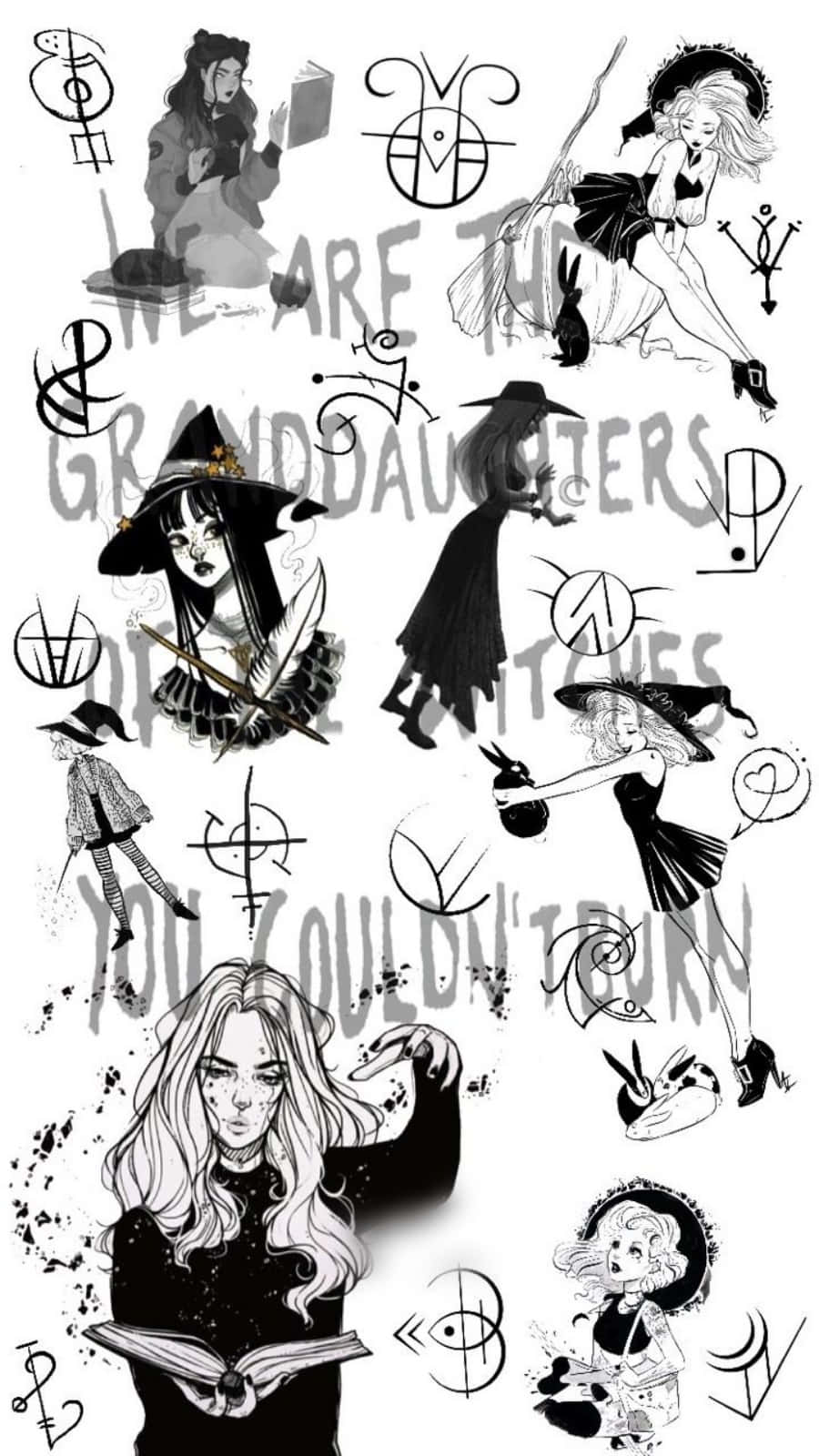Halloween Tumblr Aesthetic Witches Drawing Wallpaper