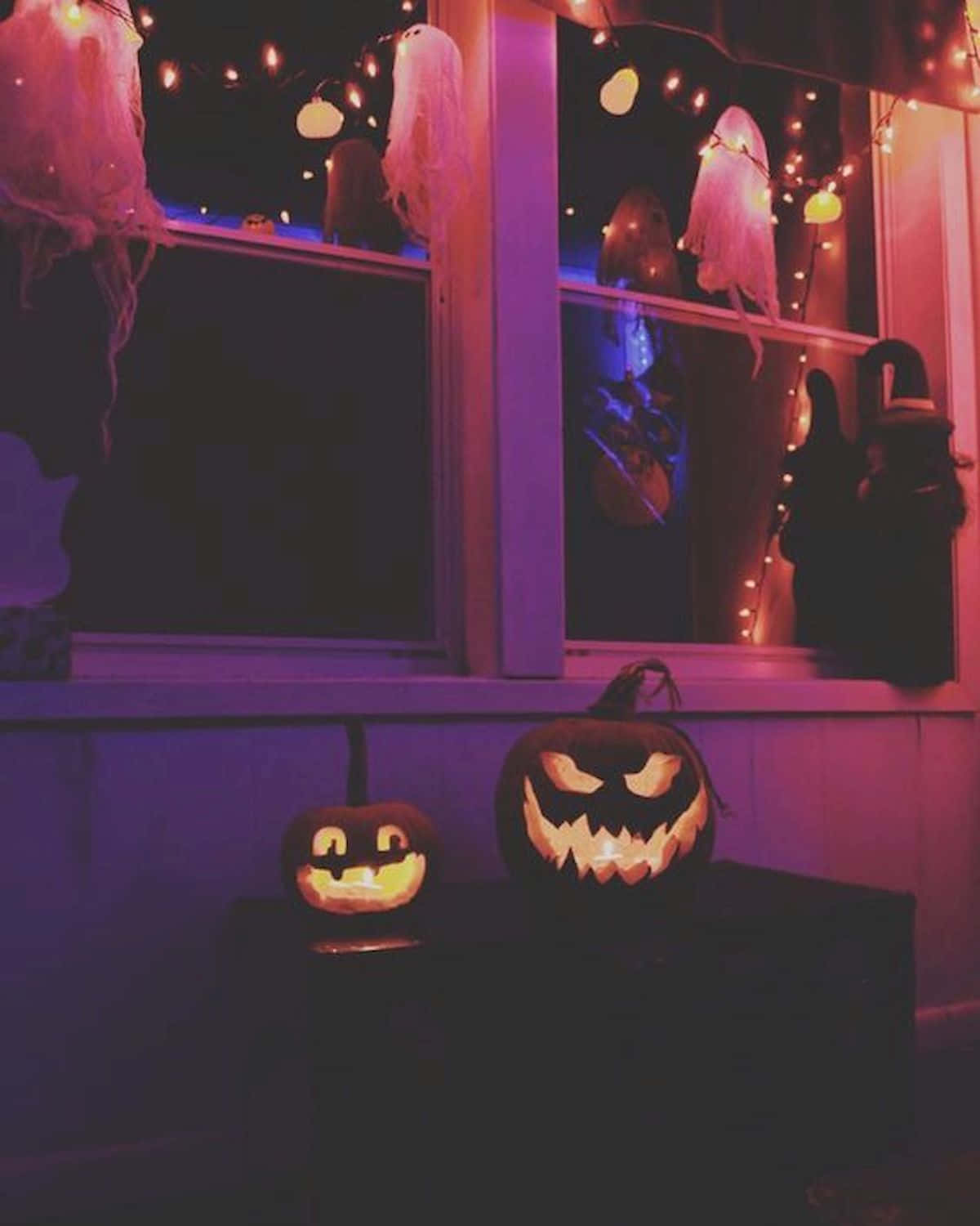 Halloween Tumblr Aesthetic Pumpkin Home Lantern Wallpaper