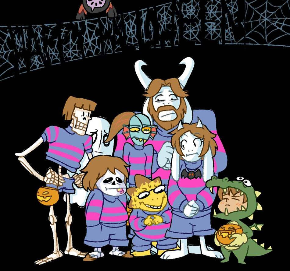 Undertale characters fan art in sweater during Halloween wallpaper.