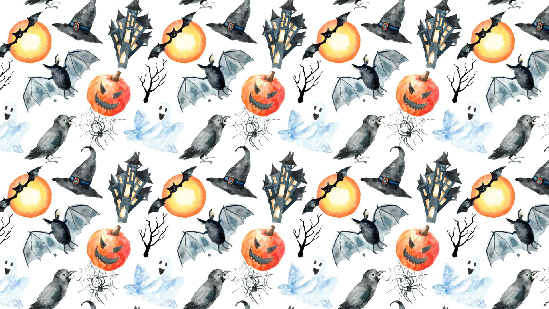 Halloween_ Watercolor_ Pattern Wallpaper