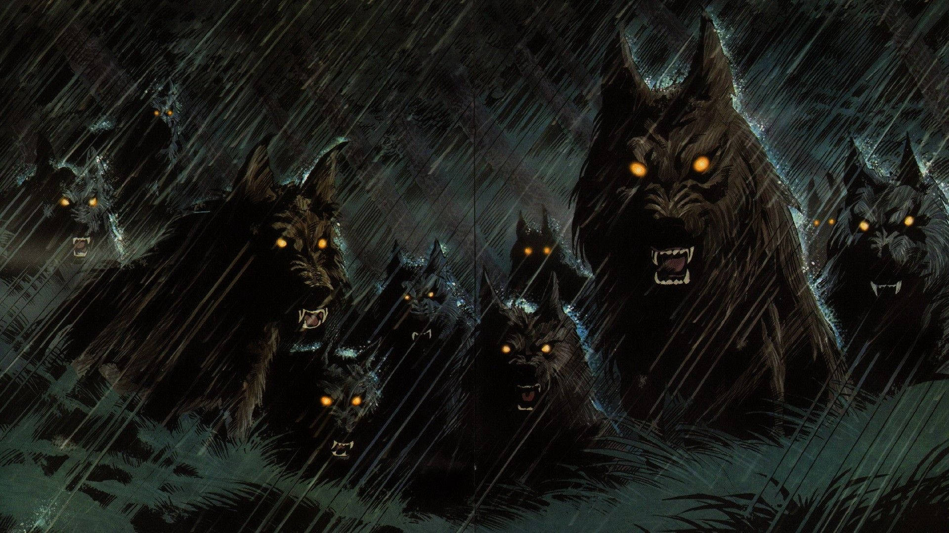 Halloween Werewolves Dark Rain