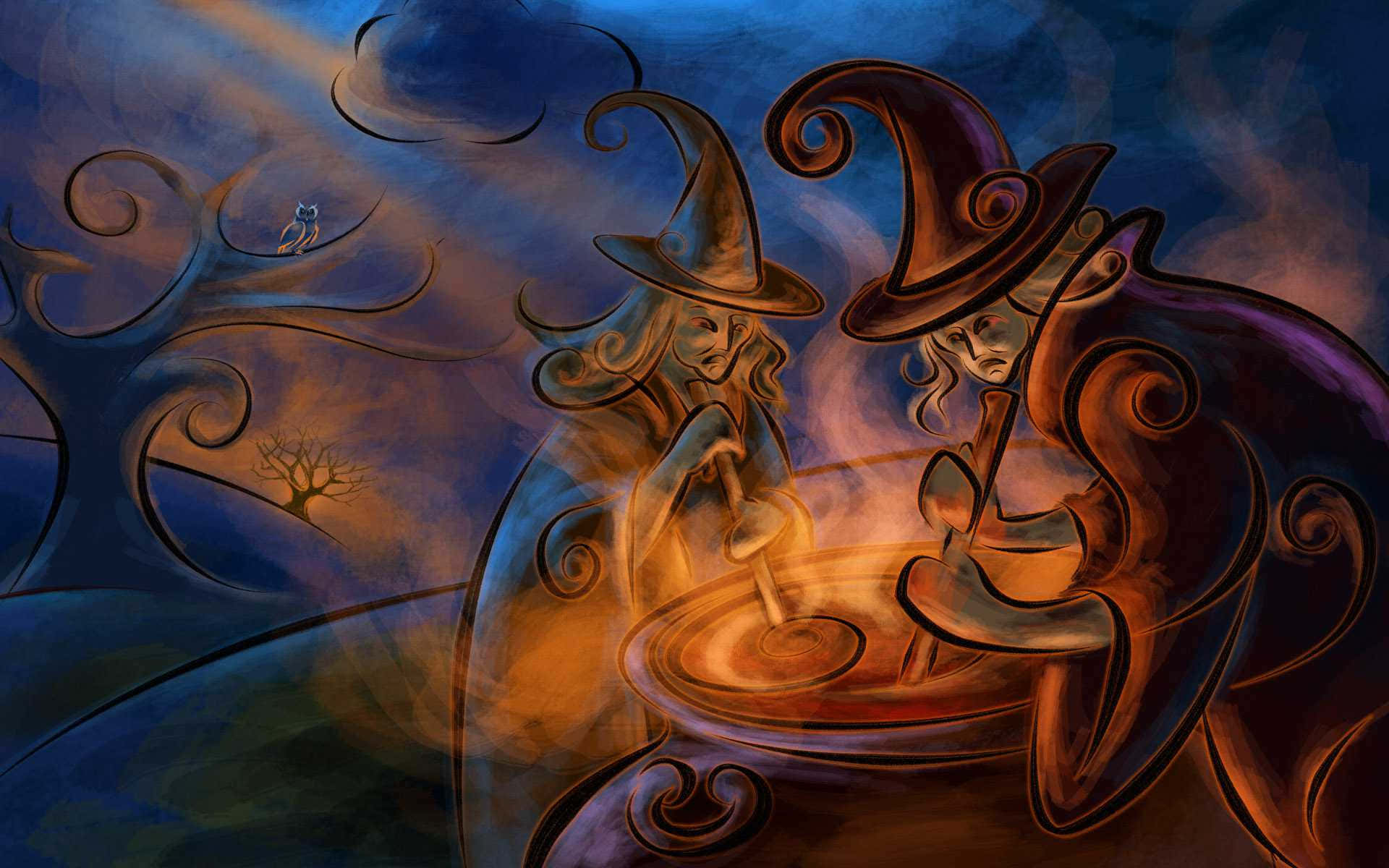 Taucheein In Die Geheimnisvolle Welt Eines Zauberhaften Halloween Mit Hexenmotiven. Wallpaper