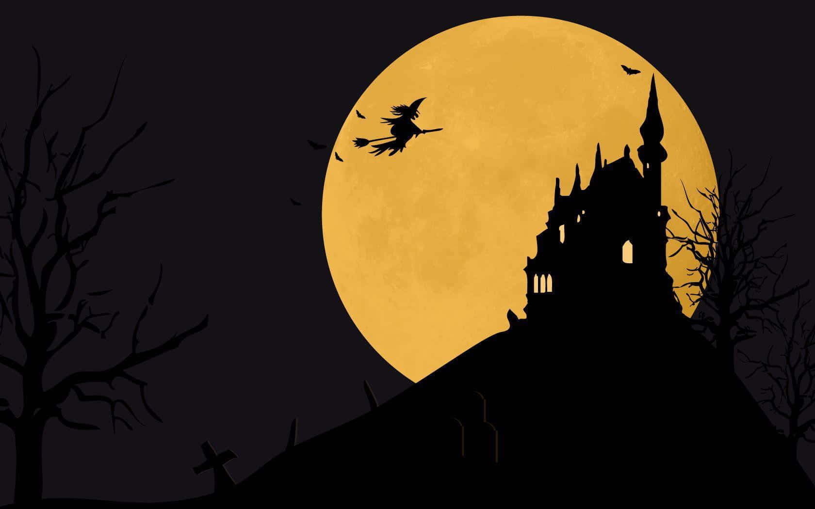 Halloween Witch Vector Art Silhouette Wallpaper