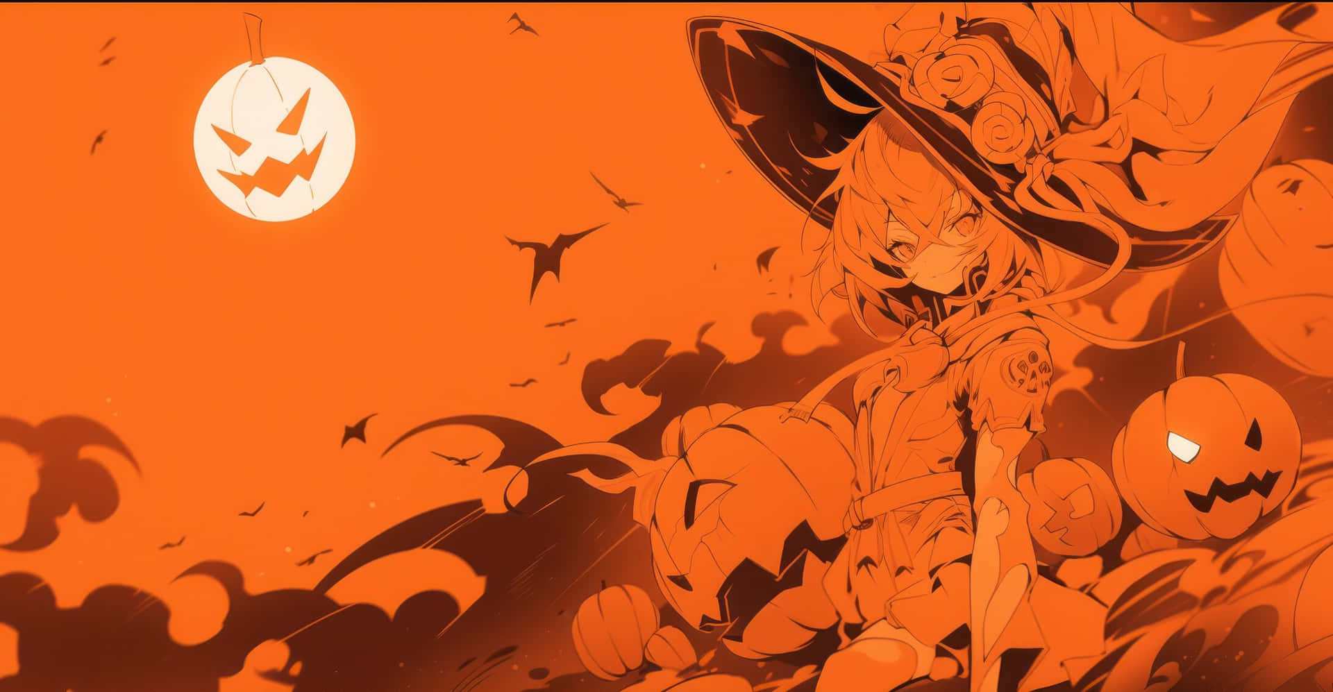 Halloween_ Witch_ Orange_ Background Wallpaper