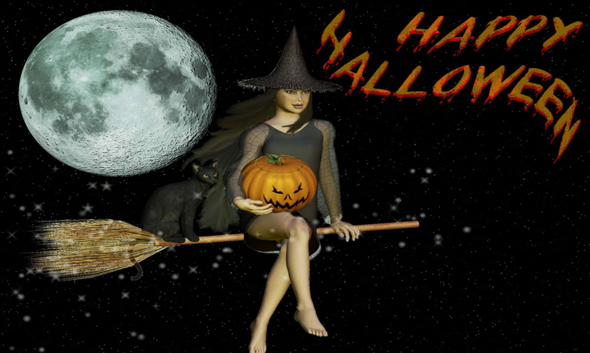Behold: An Eerie Halloween Witch Wallpaper