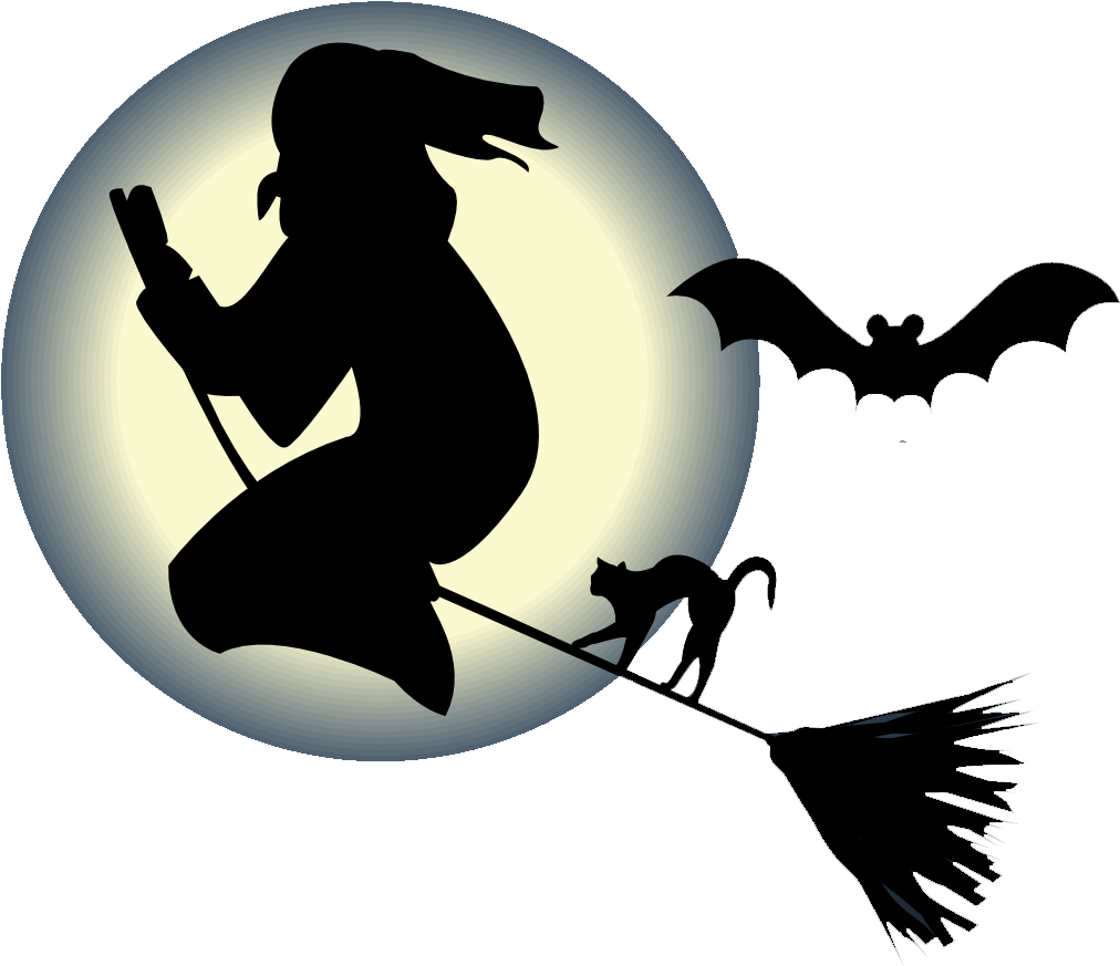 Halloween Witch Silhouette Moonlight PNG