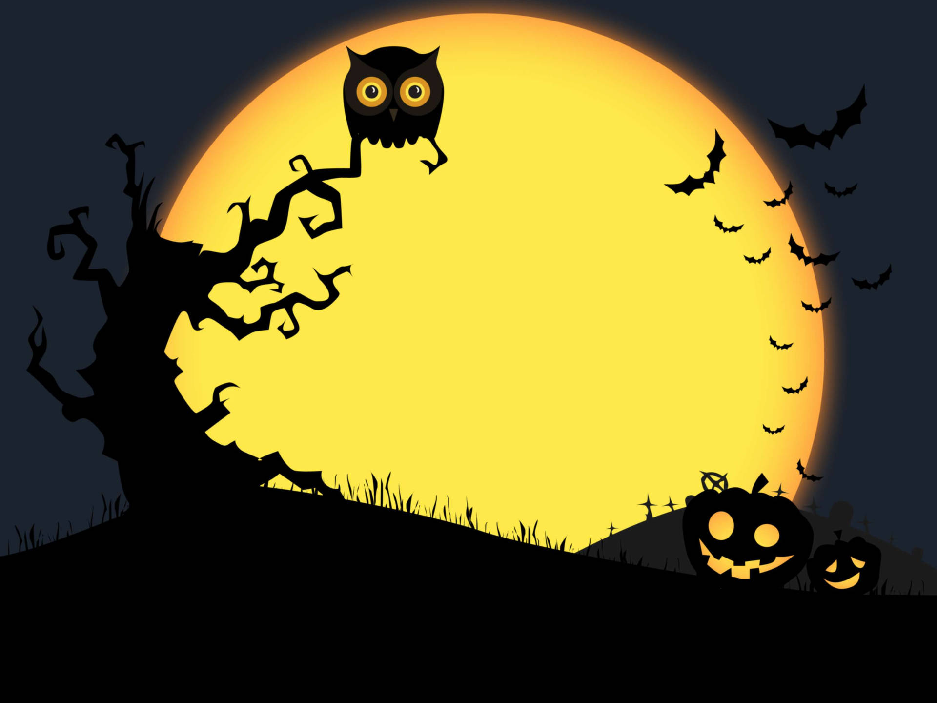 Halloween Yellow Moon Owl
