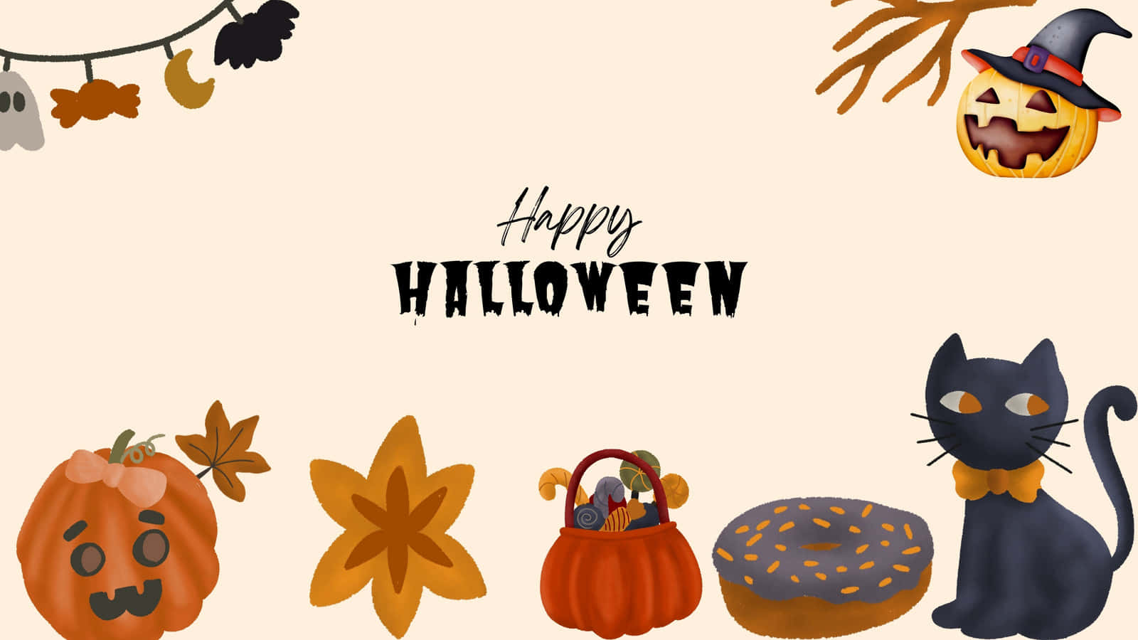 Fall And Halloween Zoom Background 1600 x 900 Background