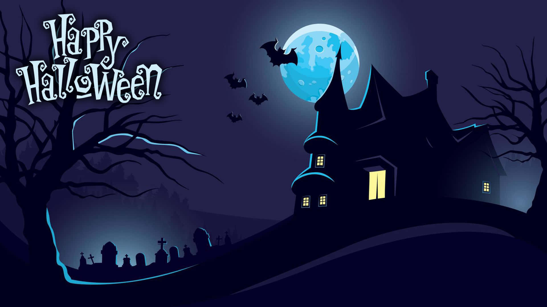 Horror Castle With Grave Halloween Zoom Background 1920 x 1080 Background