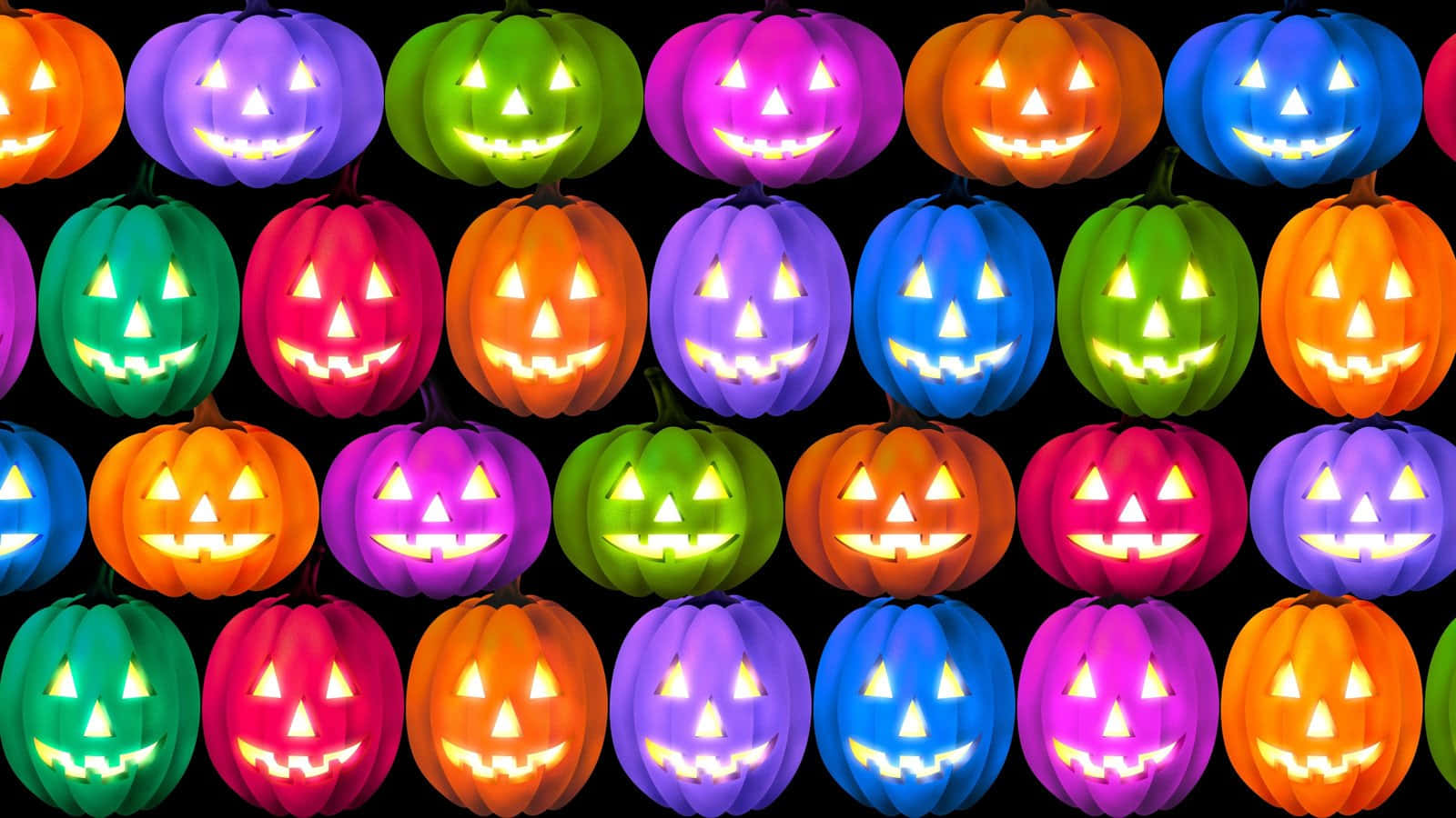 Colorful Pumpkins Halloween Zoom Background 1600 x 900 Background