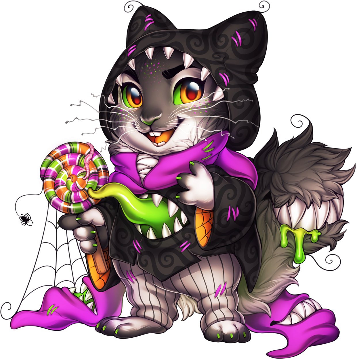 Halloween_ Costume_ Cat_with_ Lollipop.png PNG