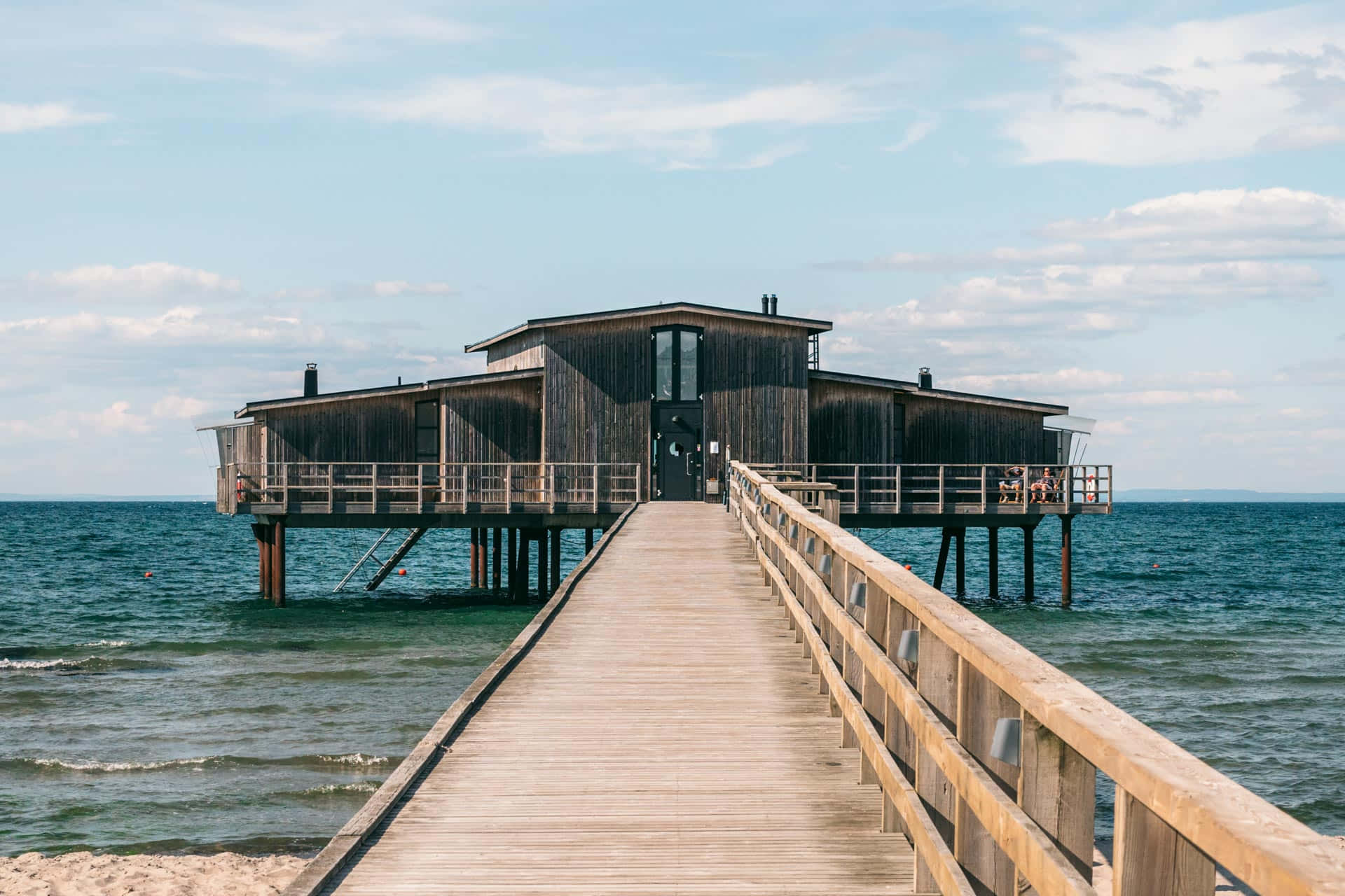 Halmstad Seaside Wooden Pier Wallpaper