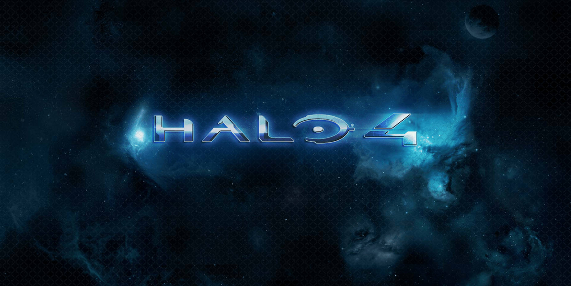 Halo 4 Logo Glowing Against a Blue Nebula Wallpaper