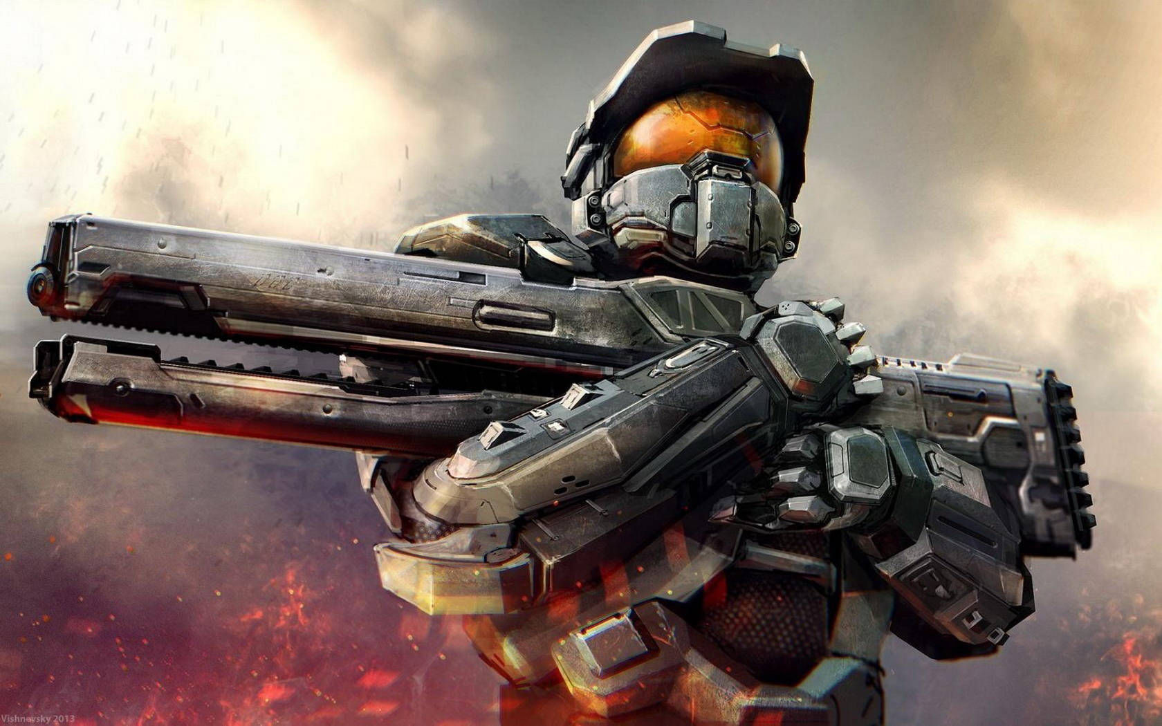 Halo 4 Spartan With Rail Gun Wallpaper