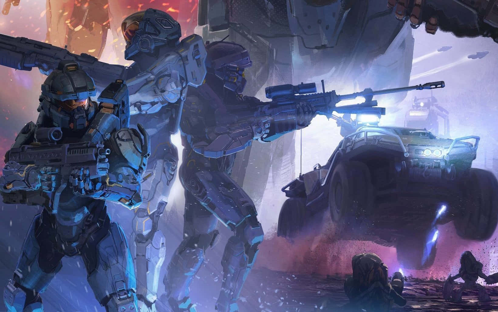 Halo 5 Blue Team in Action Wallpaper