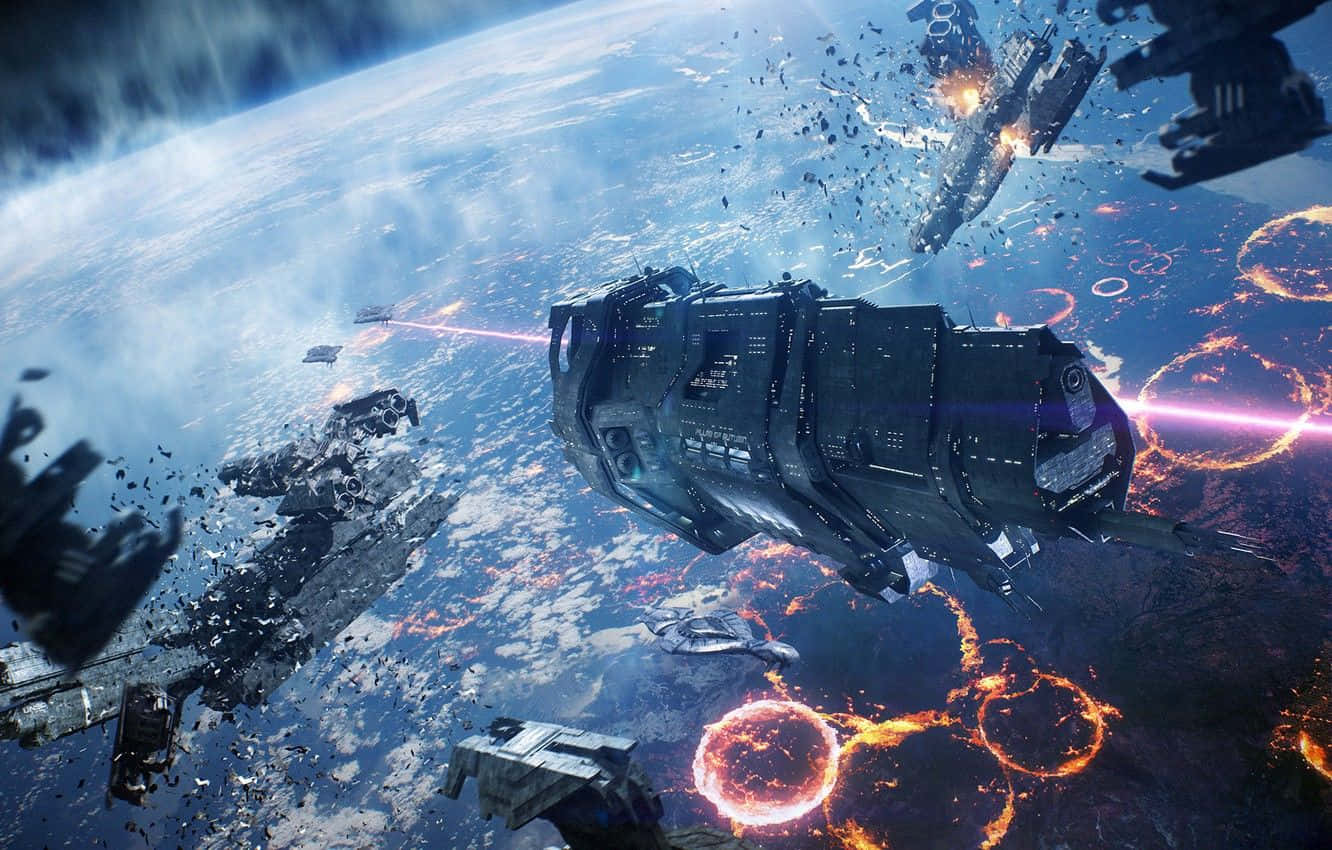 Escenaépica De Batalla En Halo Fondo de pantalla