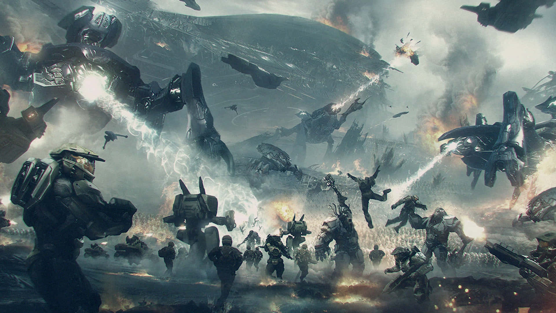 Escenaintensa De Combate En Halo Fondo de pantalla