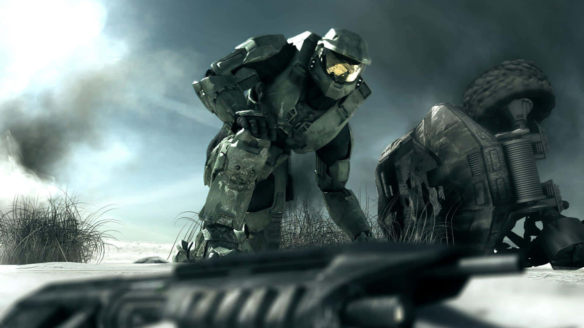 Intense Combat in the World of Halo Wallpaper