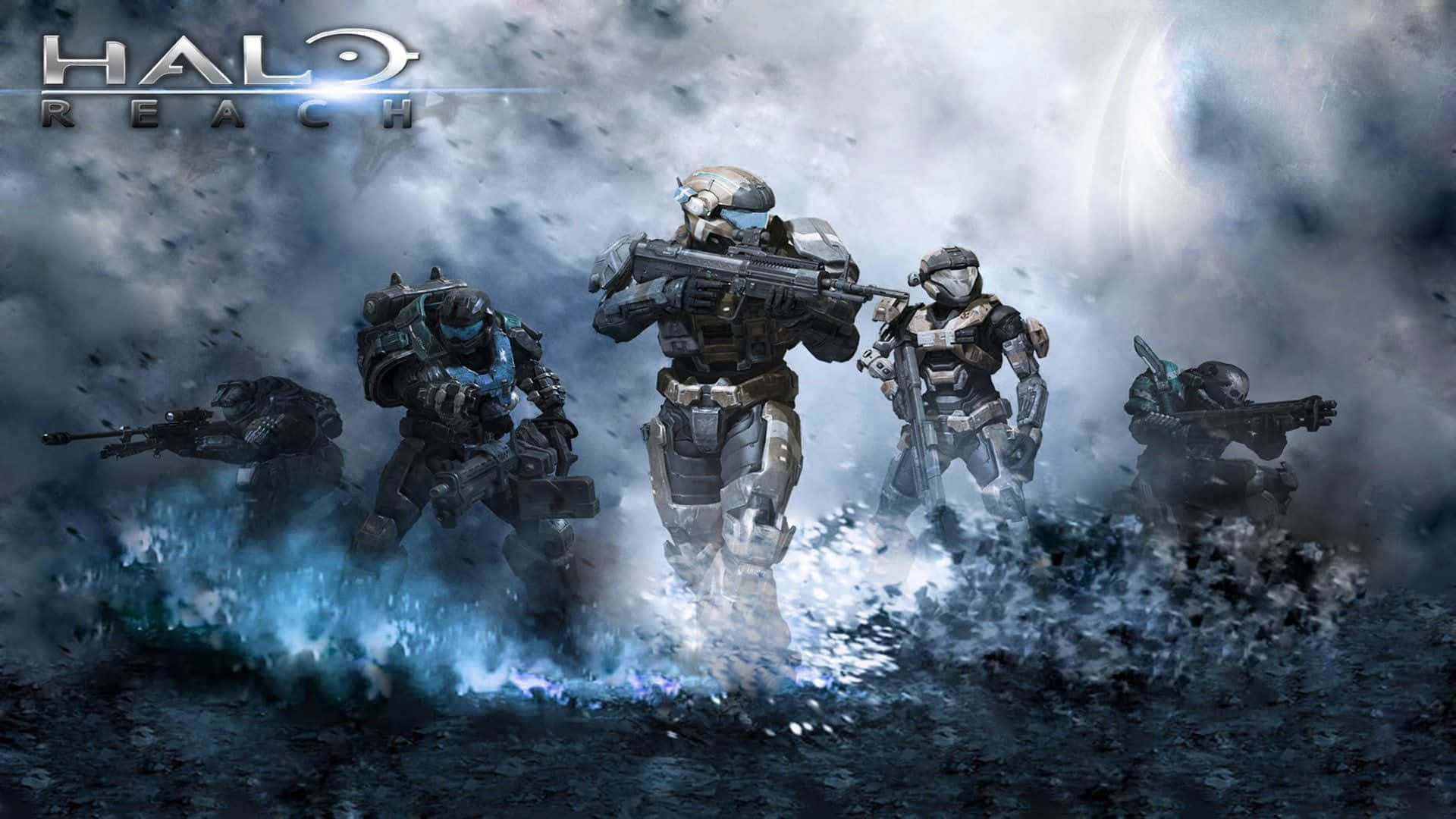 Intense Halo Battle in an Epic Sci-Fi Setting Wallpaper