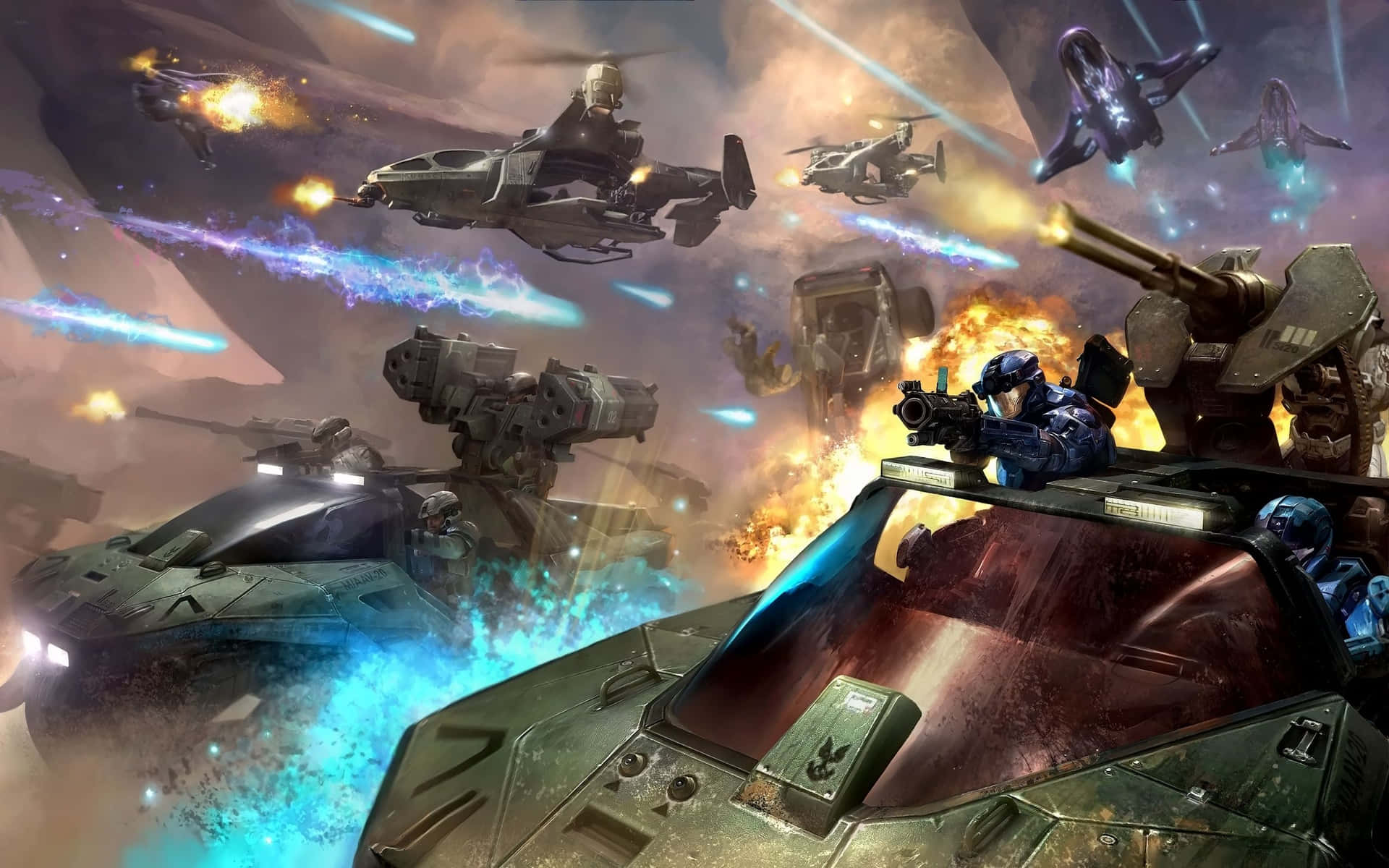Intense Halo Battle Scene Wallpaper