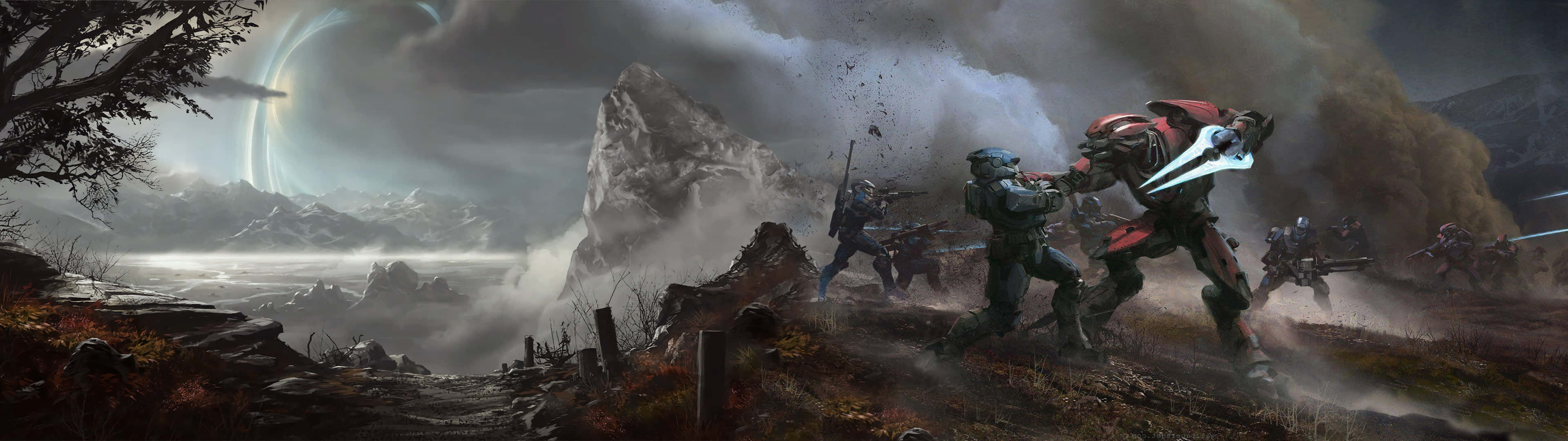 Download Epic Halo Battle Scene Wallpaper | Wallpapers.com