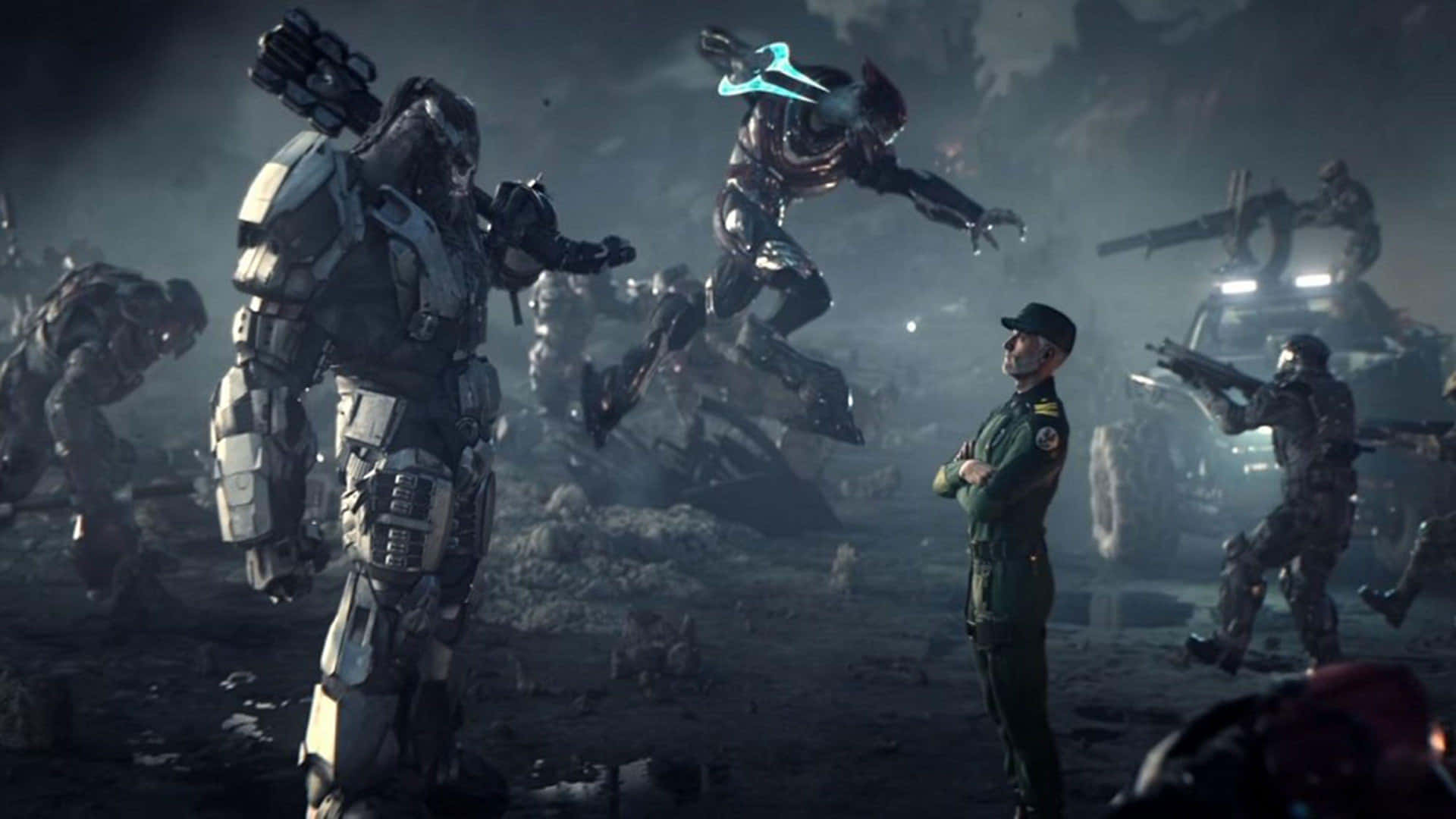 Escenade Combate Intenso Del Emblemático Juego Halo Battle Fondo de pantalla