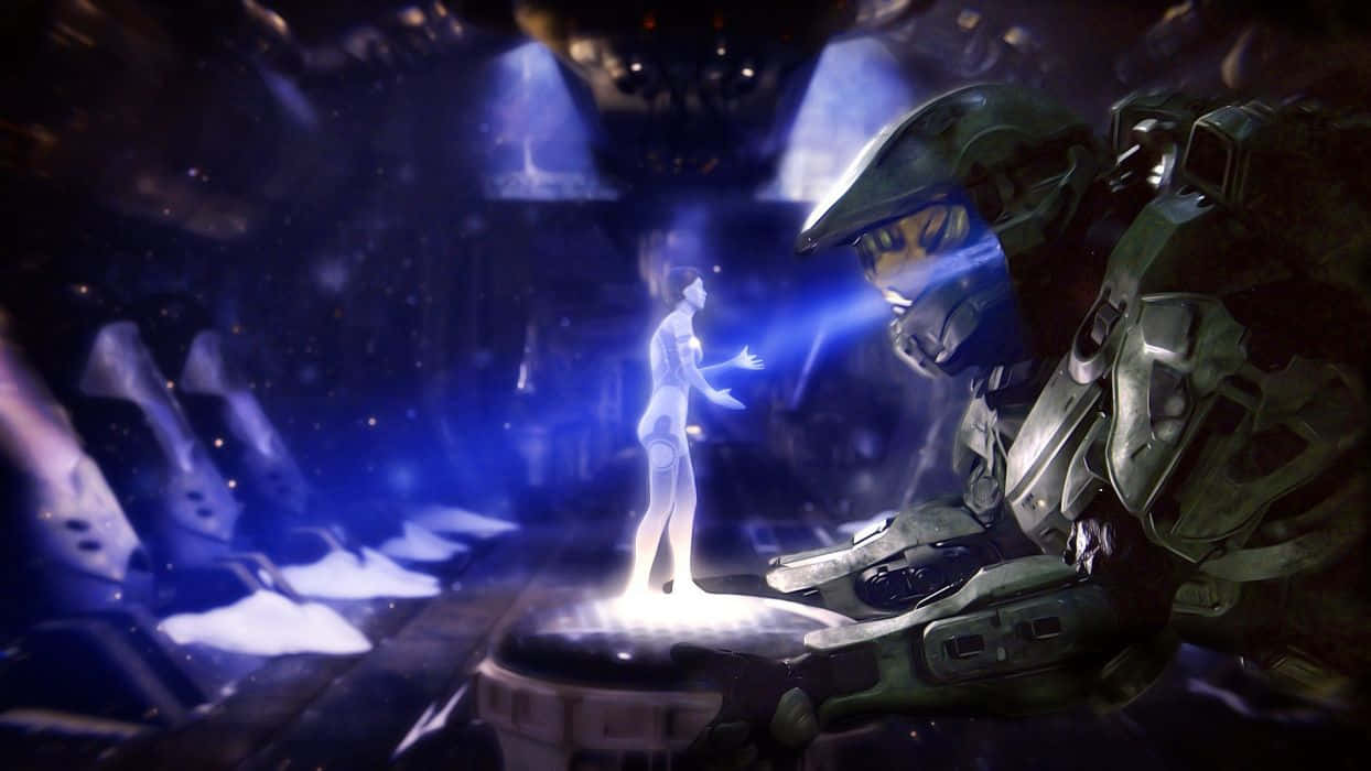 Mysterious Halo Cortana guiding the path in the vast universe Wallpaper