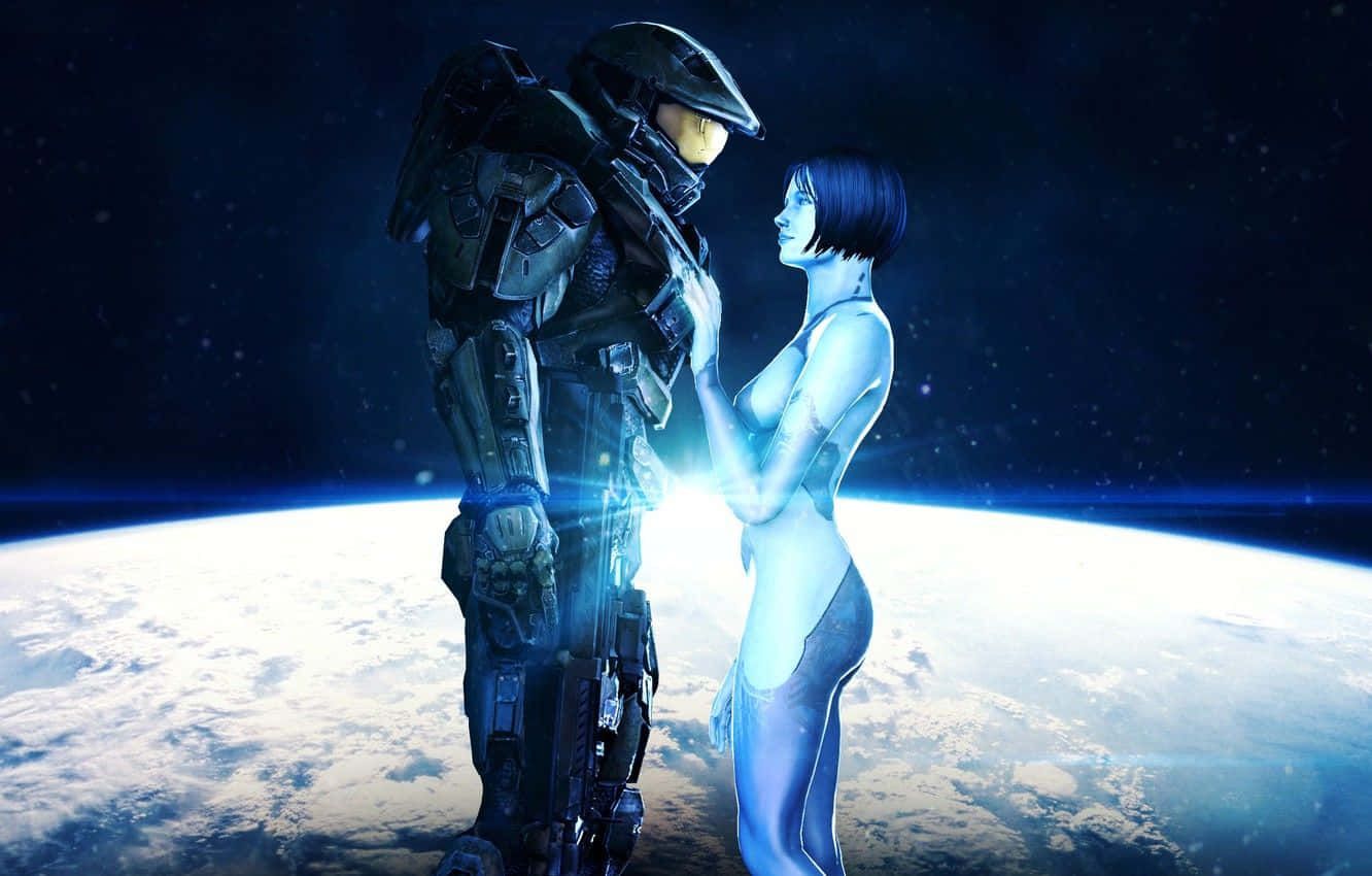 Cortana, the AI character from the Halo series. Wallpaper