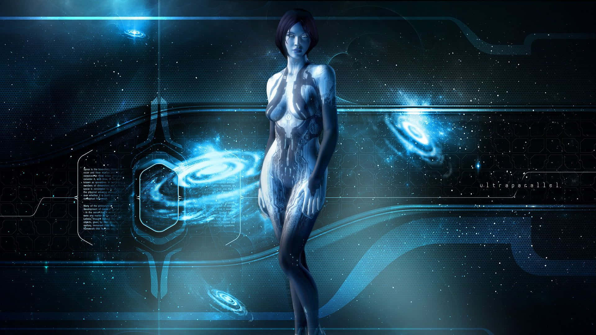 Cortana, the AI character from the Halo gaming series Wallpaper