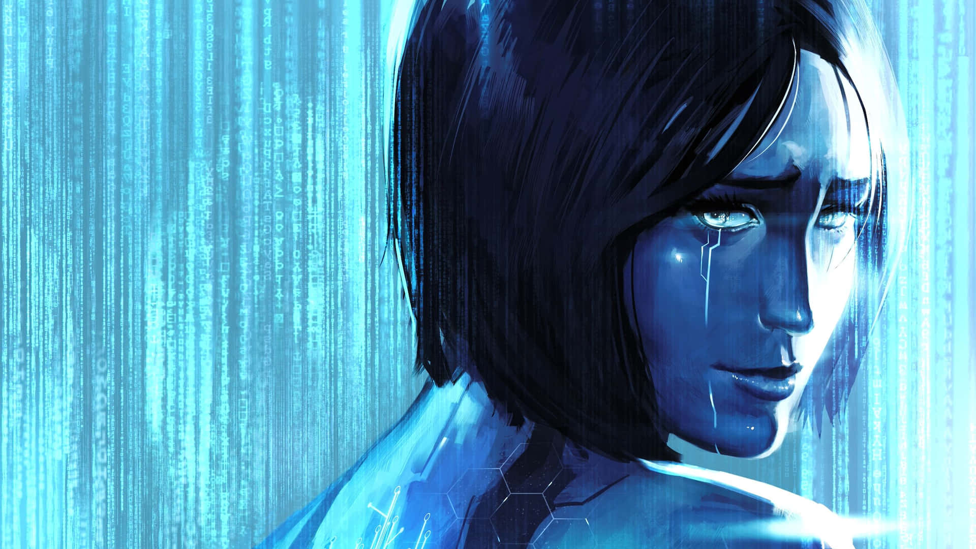 Halo Cortana in an immersive digital world Wallpaper