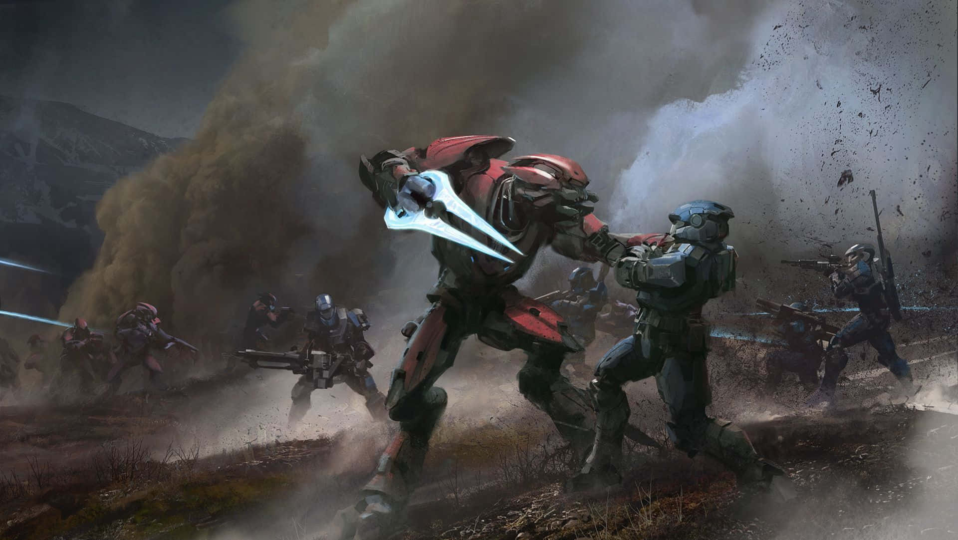 Epic Battle Scene in Halo Covenant Wallpaper
