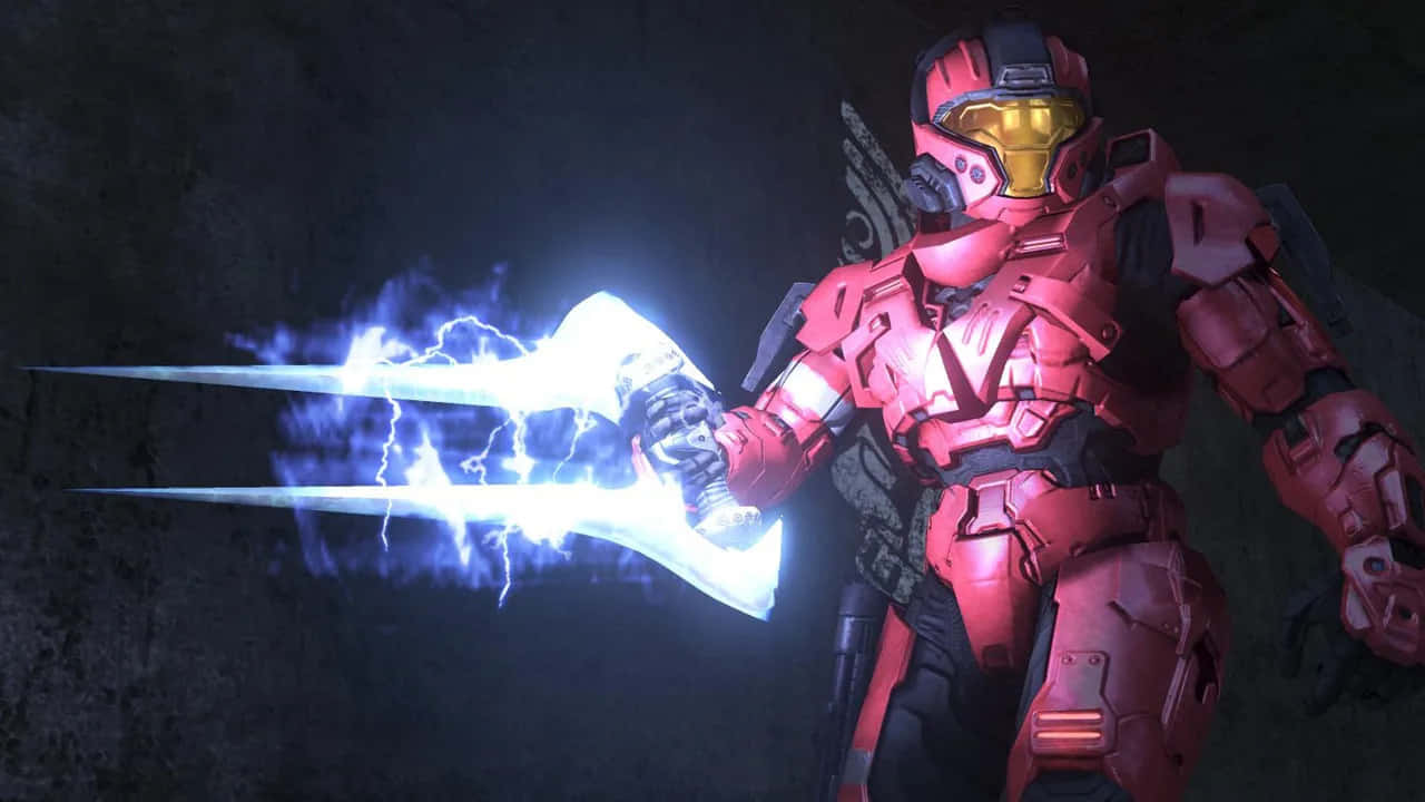 Espadade Energía Legendaria De Halo En Acción. Fondo de pantalla