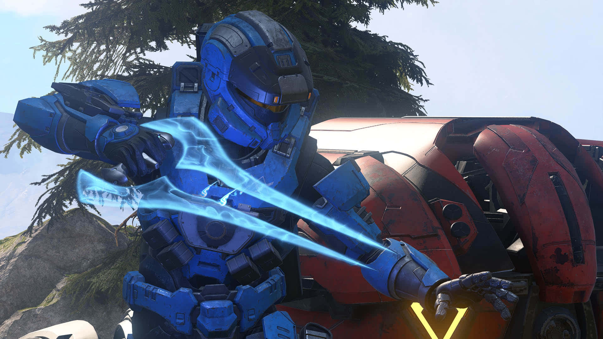 Espadade Energía Halo Intensa En Acción Fondo de pantalla