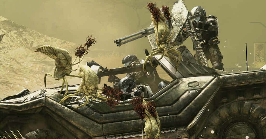 Escenade Batalla Intensa De Halo Con El Infame Flood. Fondo de pantalla