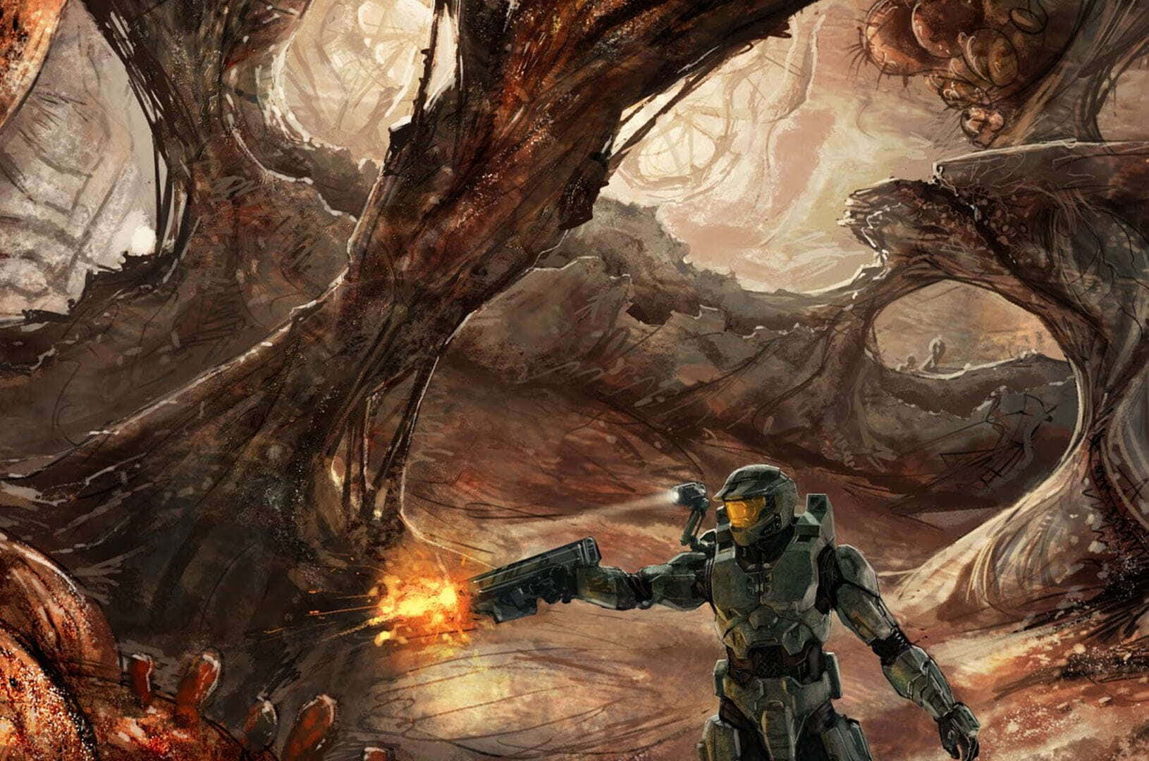 The horrifying Flood infestation in the iconic Halo series Wallpaper