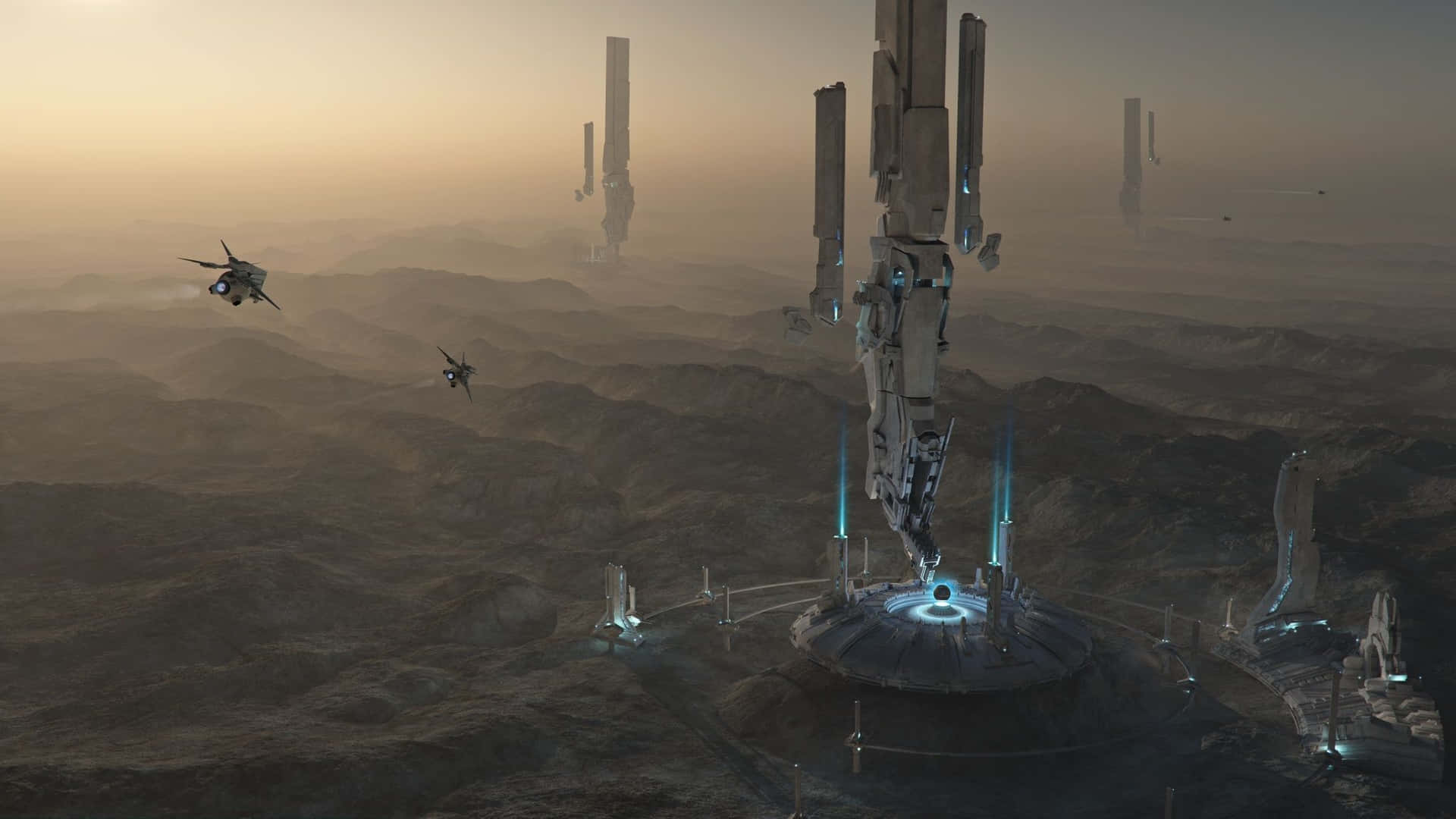 Futuristic Forerunner architecture in the world of Halo Wallpaper