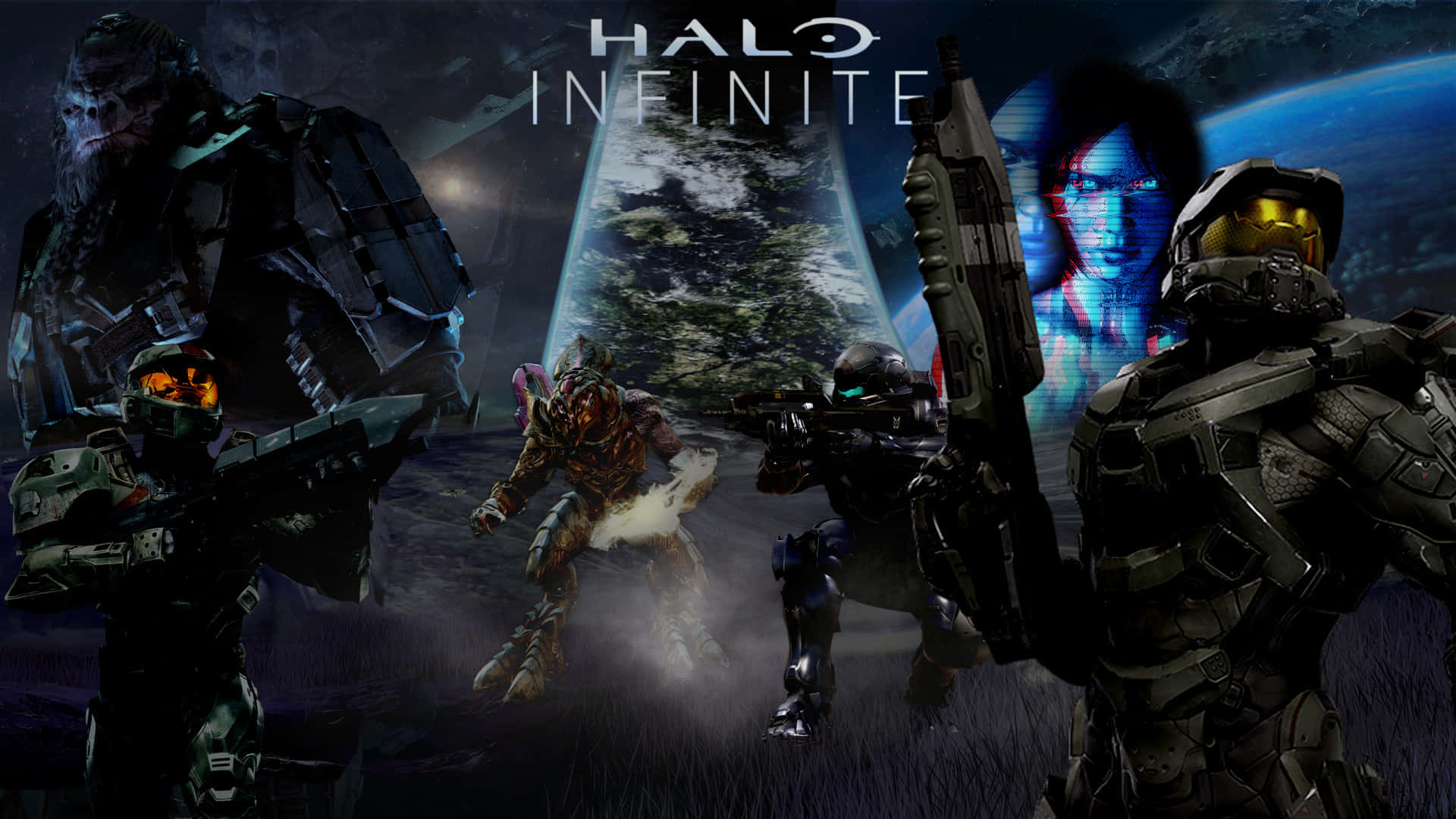 Masterchief En La Escena De Batalla De Halo Infinite.
