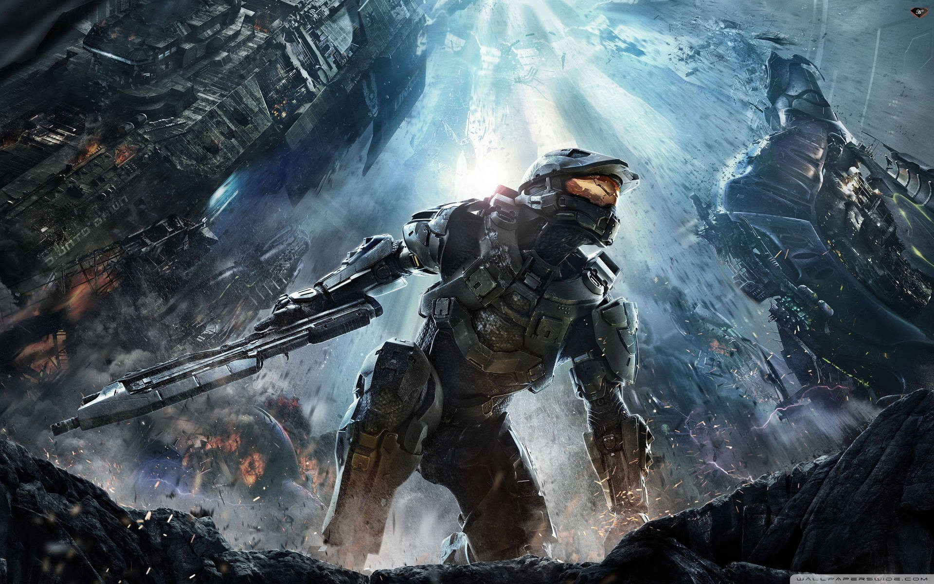 Master Chief Looking Into The Heavens Wallpaper