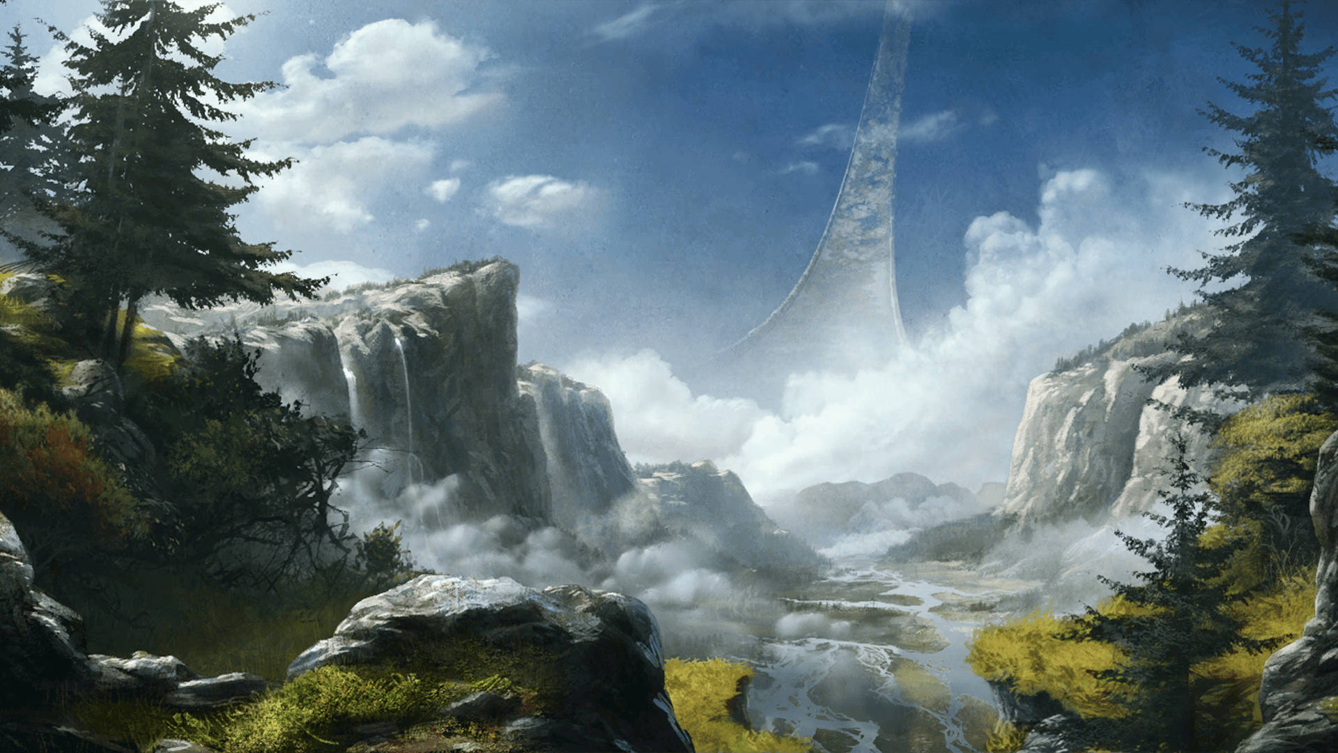 Navigate the sweeping mountain ranges of Halo Wallpaper