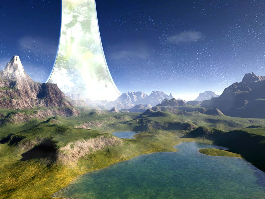A Dazzling View of the Halo Ring Wallpaper