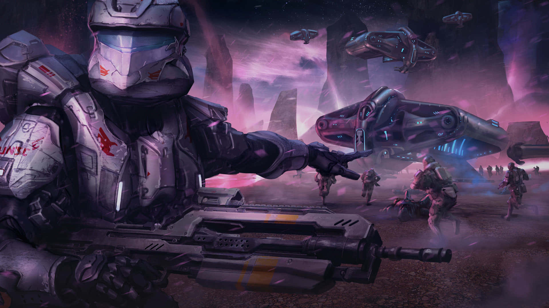 The Elite Halo Spartans Ready for Battle Wallpaper