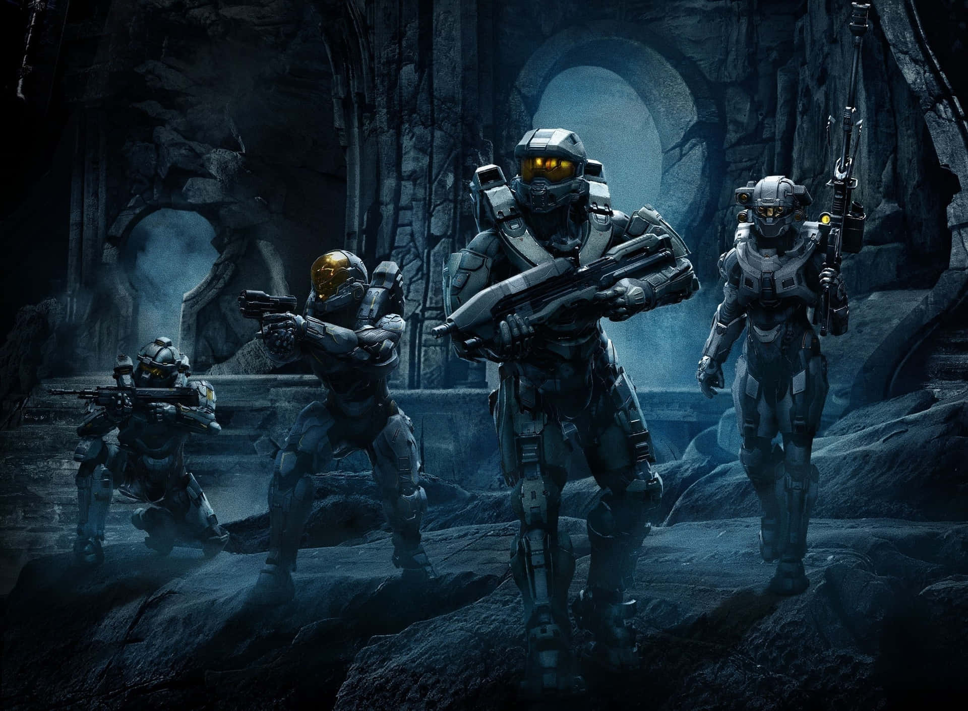 Intense Battle of Heroic Halo Spartans Wallpaper