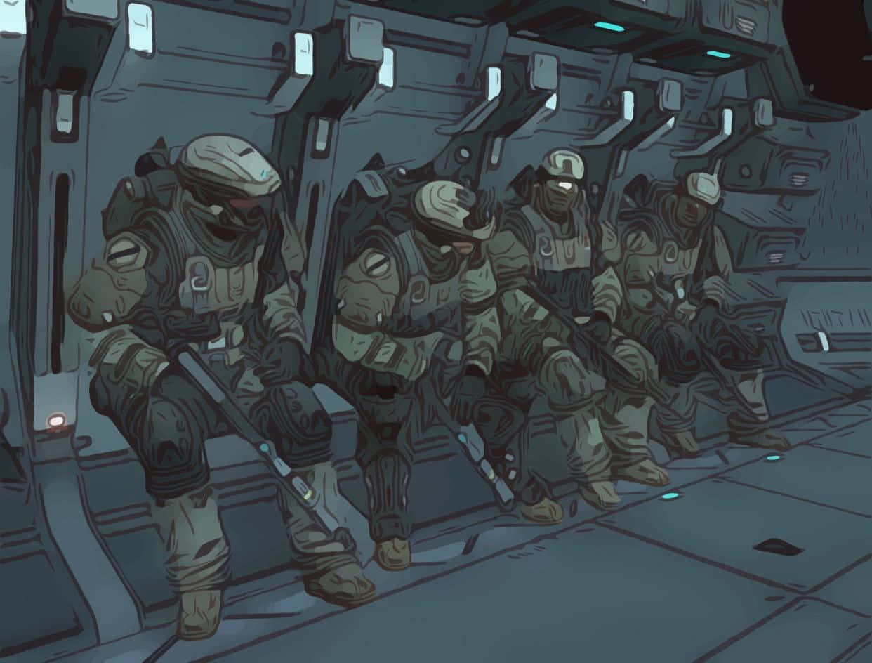 Halo UNSC Forces in Battle Wallpaper