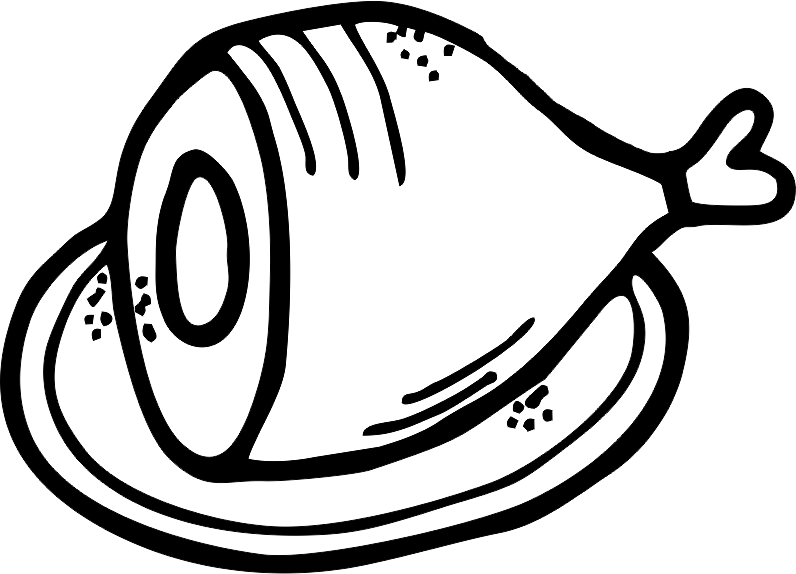 Ham Clipart Blackand White PNG