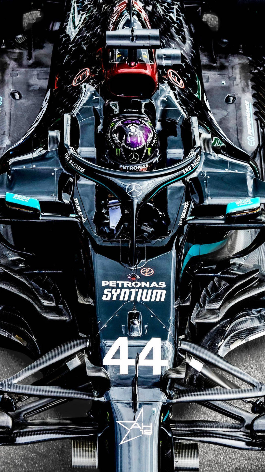 Top View Of The Racing Car Of Hamilton F1 Wallpaper