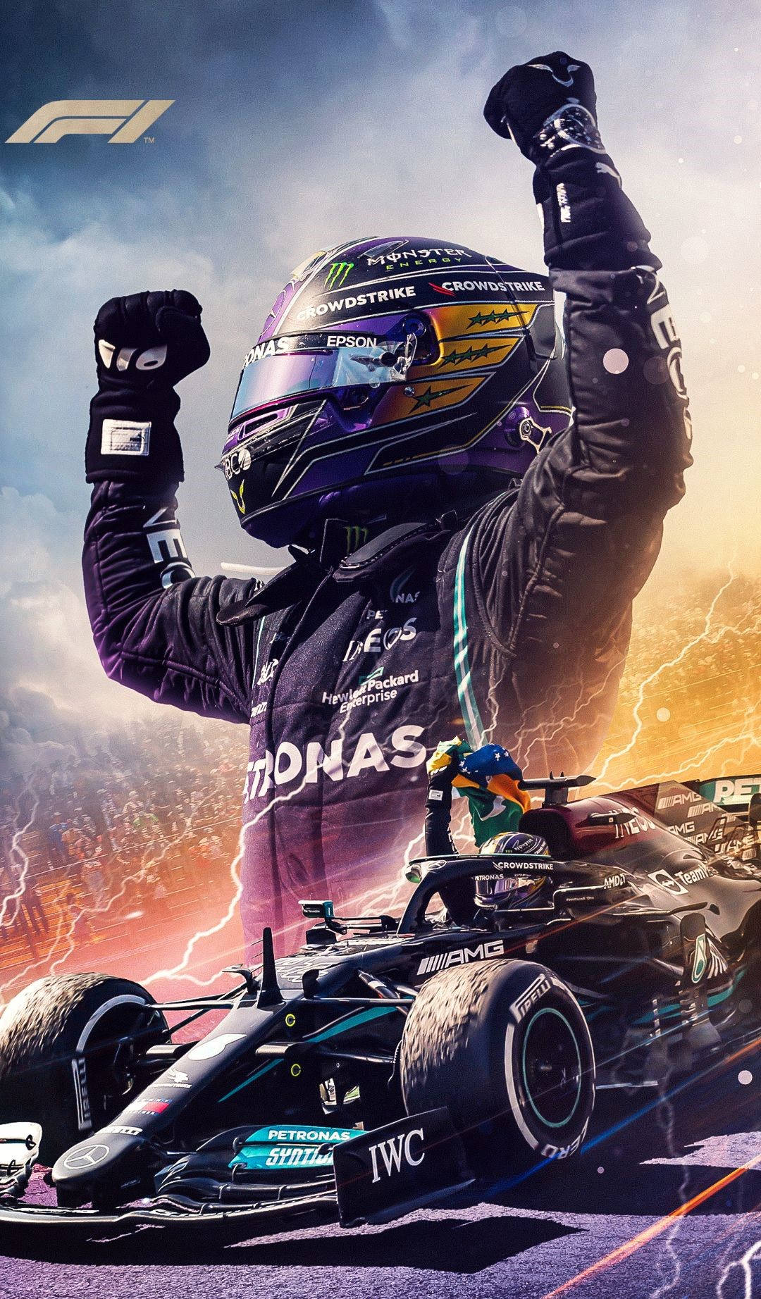 Campeónde F1 Lewis Hamilton Conduciendo El Mercedes Fondo de pantalla