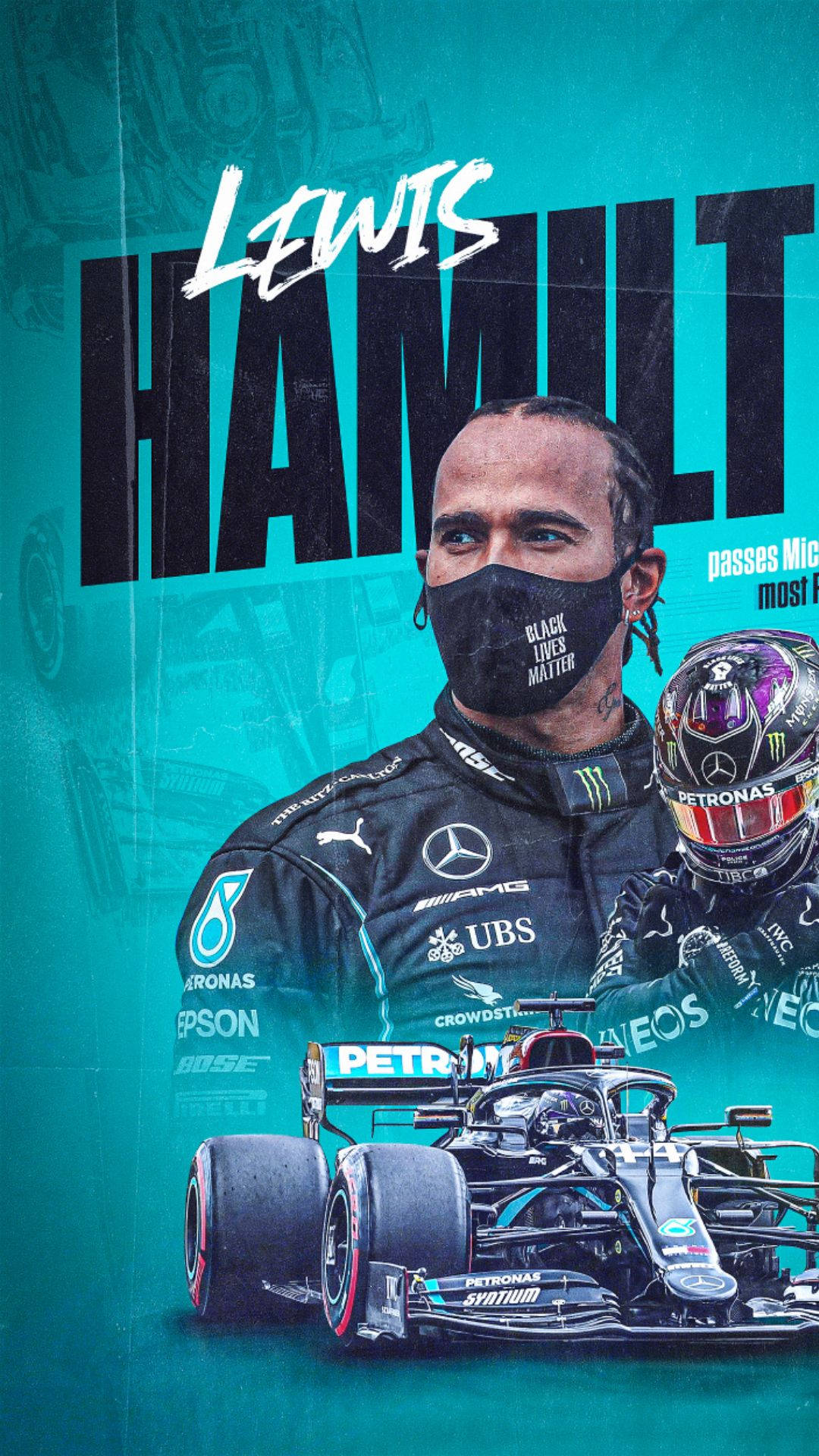 Lewis Hamilton krydser målstregen i en historisk sejr ved 2019 F1 britiske Grand Prix Wallpaper
