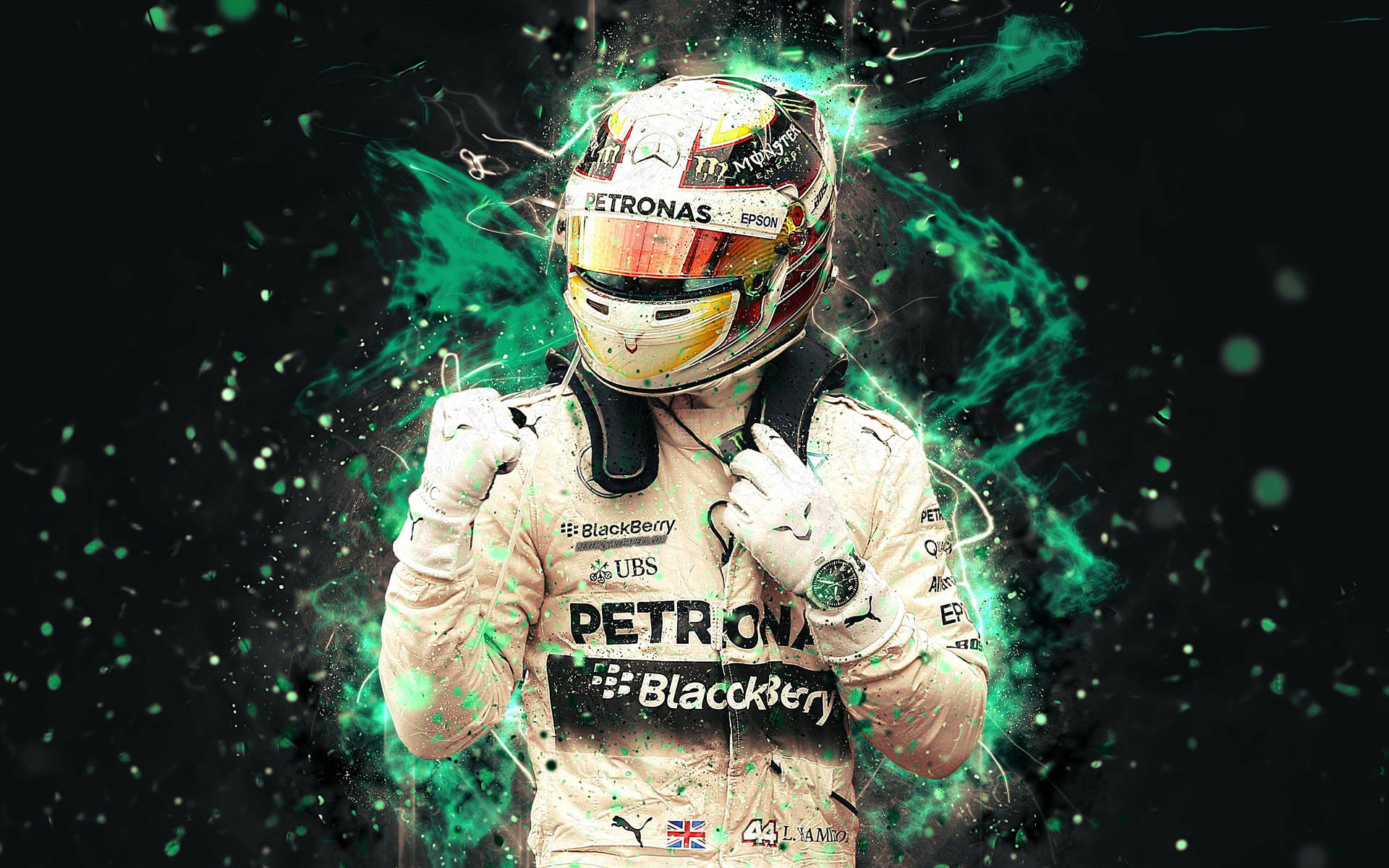 Lewis Hamilton F1 In White Racing Gear Wallpaper